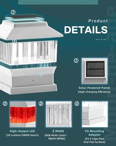 Solar Post Lights for Outdoor Deck Fence, 3 Modes, Waterproof LED, Black X831379