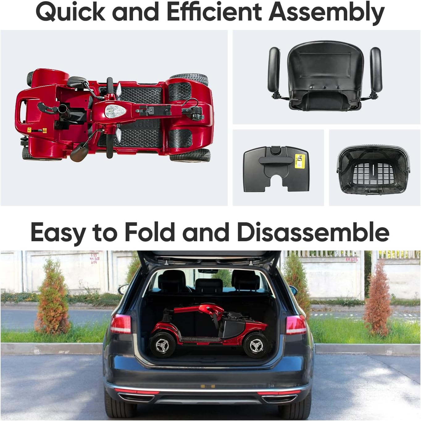 4 Wheel Mobility Scooter for Seniors, Collapsible with Basket A60342