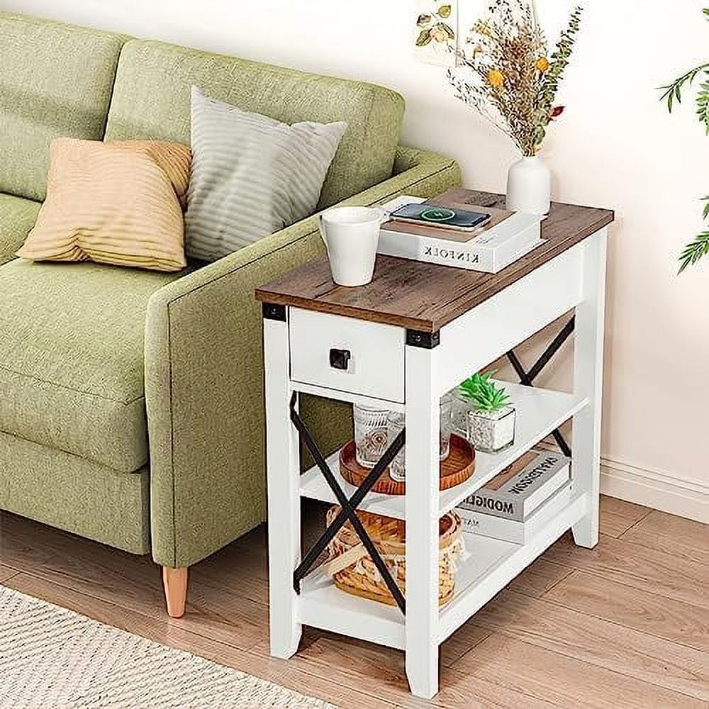 Narrow End Table with Charging Station and USB Ports C257409