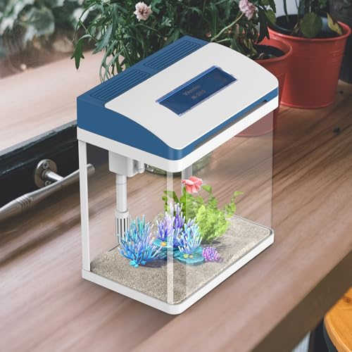 Self-Cleaning 2 Gallon Glass Betta Fish Tank Starter Kit with Adjustable Light L706