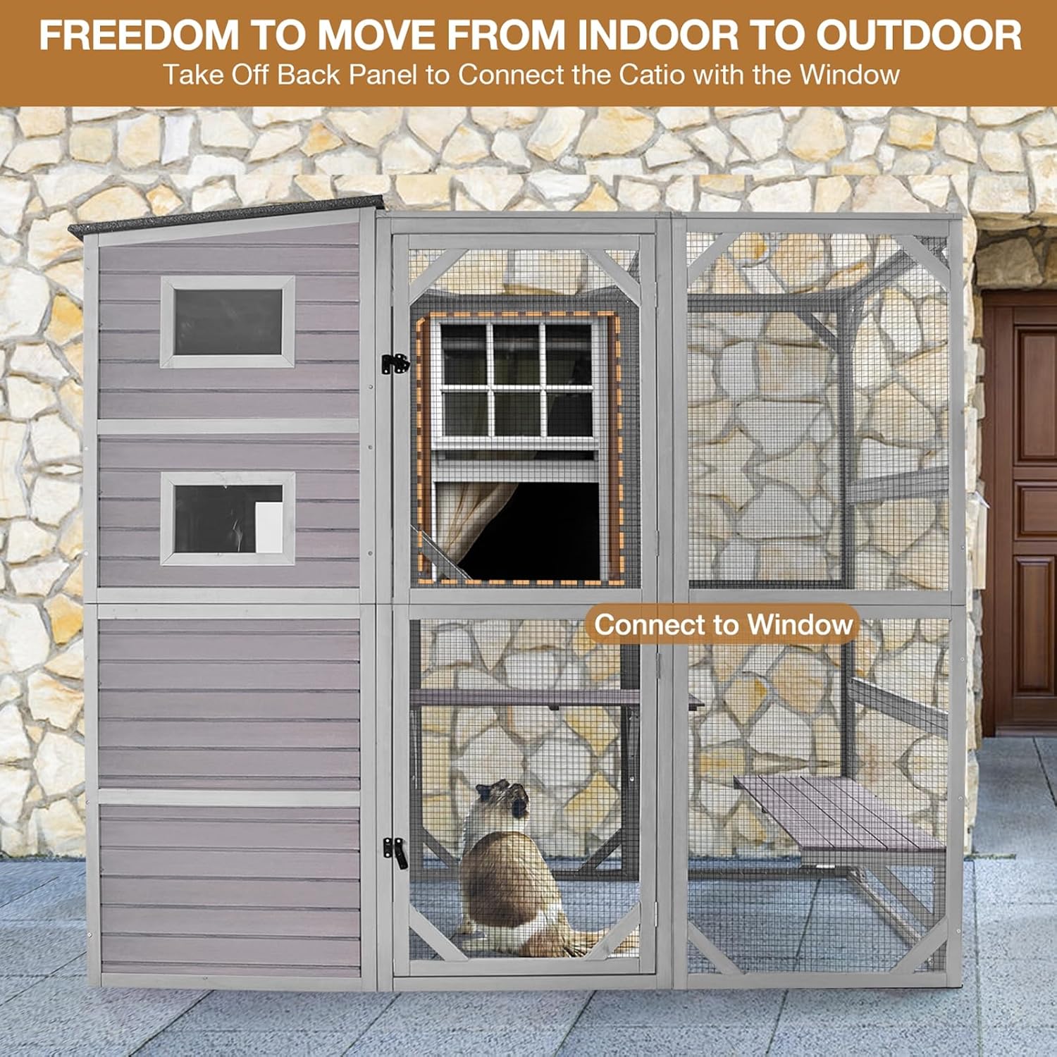 Outdoor Catio Enclosure with Platforms, 4 Tiers B853759