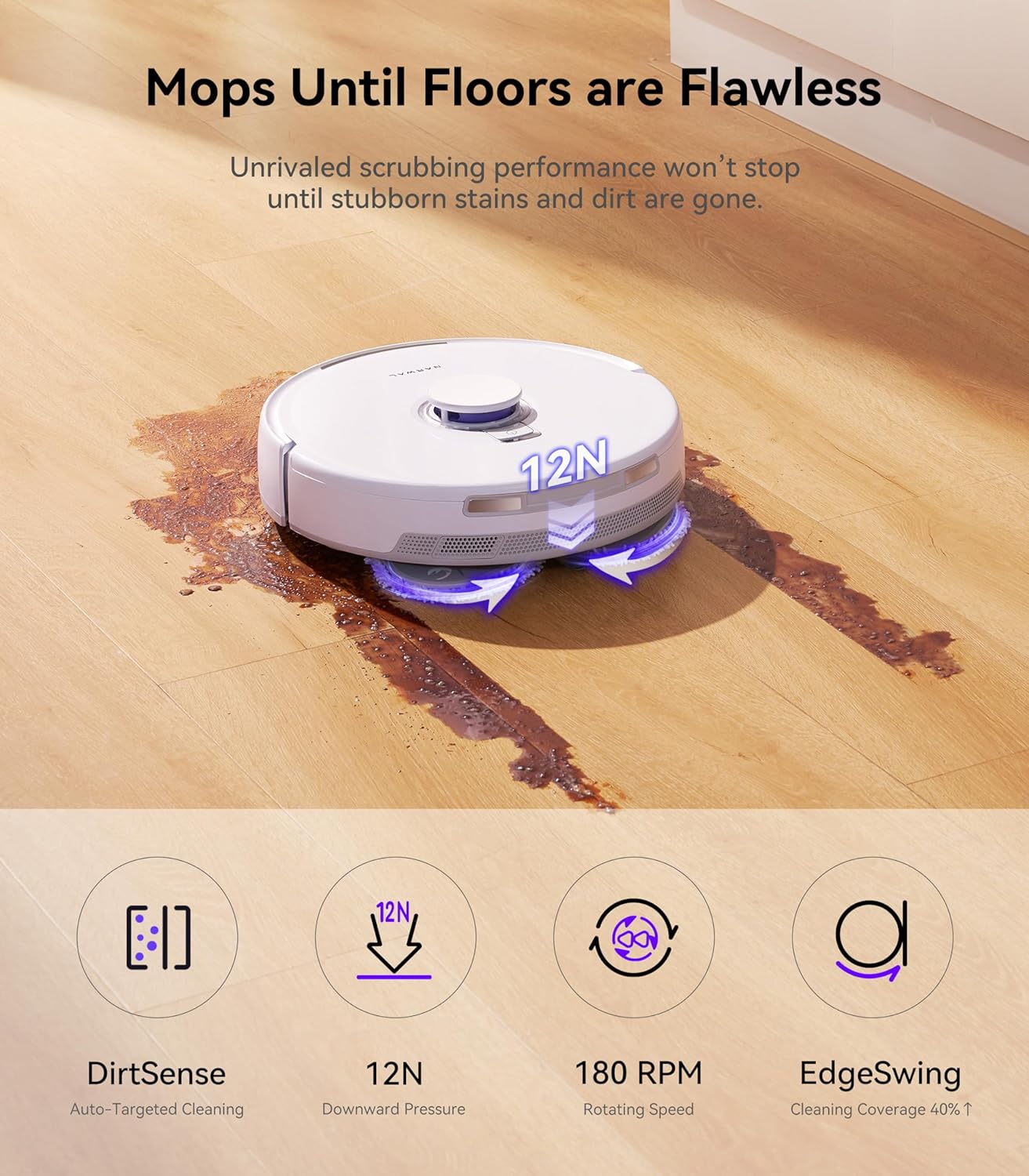 Robot Vacuum and Mop Combo with Auto Mop Drying, 8200 Pa Suction U527321