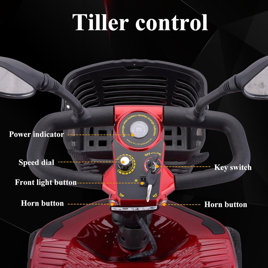 Folding Electric Mobility Scooter for Seniors with Dual Battery and Basket V9583