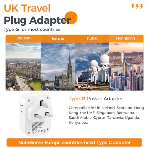 Travel Plug Adapter USB C with 4 AC Outlets and 3 USB Ports F380