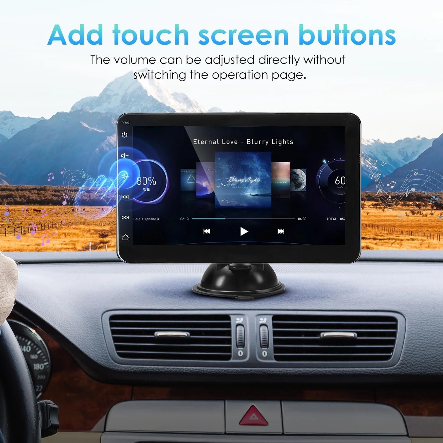 Portable 7-Inch Car Stereo with Wireless CarPlay, Android Auto & Bluetooth Handsfree R12677