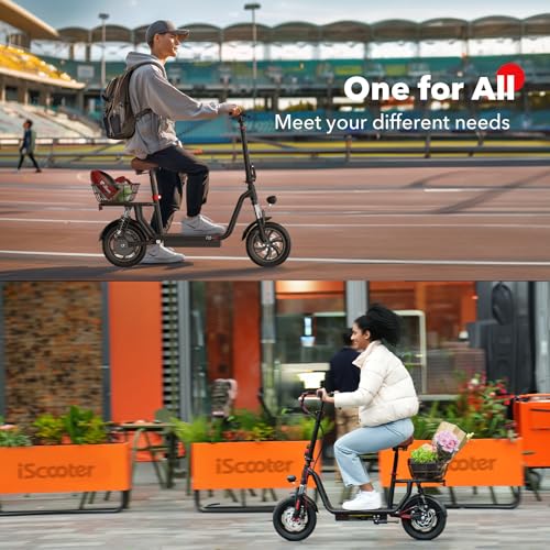 Electric Scooter with Seat, Long Range, Adjustable Handlebar, Dual Suspension V27936