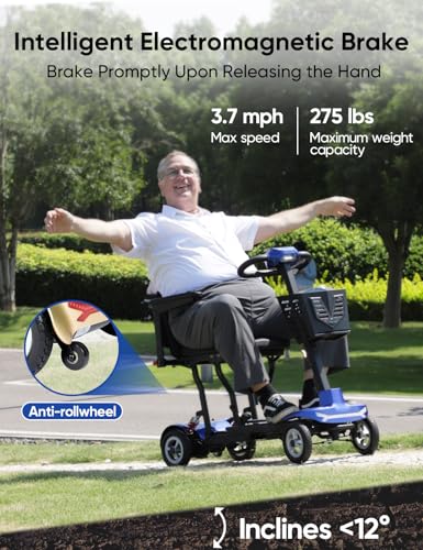 Ultra Lightweight Folding Mobility Scooter for Adults, 4 Wheel Travel Scooter W520