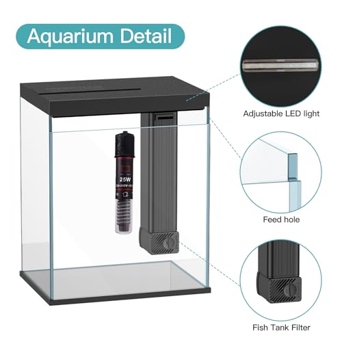 2 Gallon Glass Betta Fish Tank with Heater Filter and Light J313913
