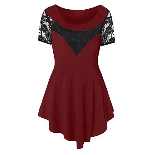 Women's Summer Casual Floral Lace Short Sleeve Blouse R229539