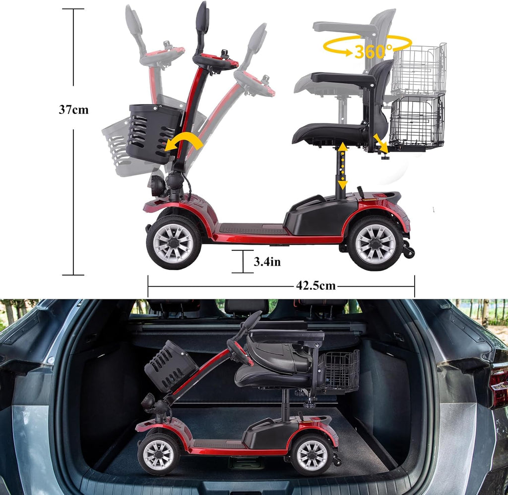 Folding Electric Mobility Scooter for Seniors with Dual Battery and Basket V9583