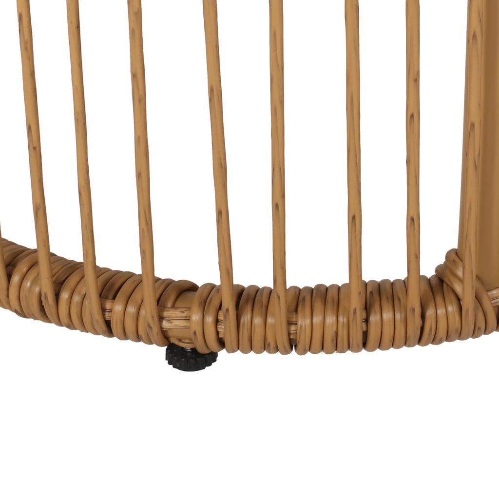 Outdoor Tempered Glass Top Wicker Side Table G58776