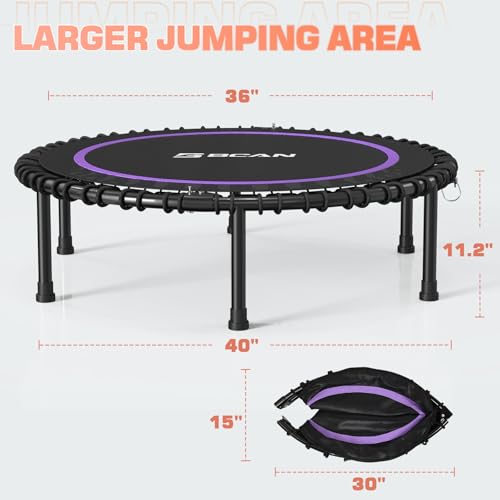 Foldable Mini Trampoline for Adults, 40/48 Inch Indoor Exercise Rebounder N9596