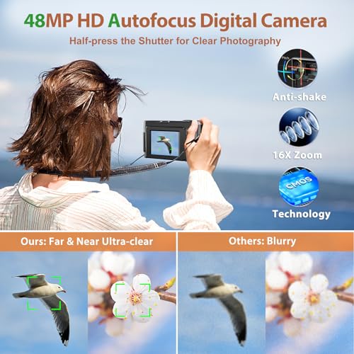 4K 48MP Digital Camera for Photography and Video, Flip Screen, Autofocus, Travel N47691