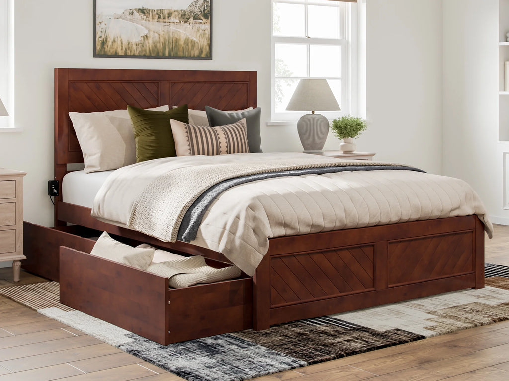 Solid Wood Platform Bed with Storage Drawers, Queen K8732