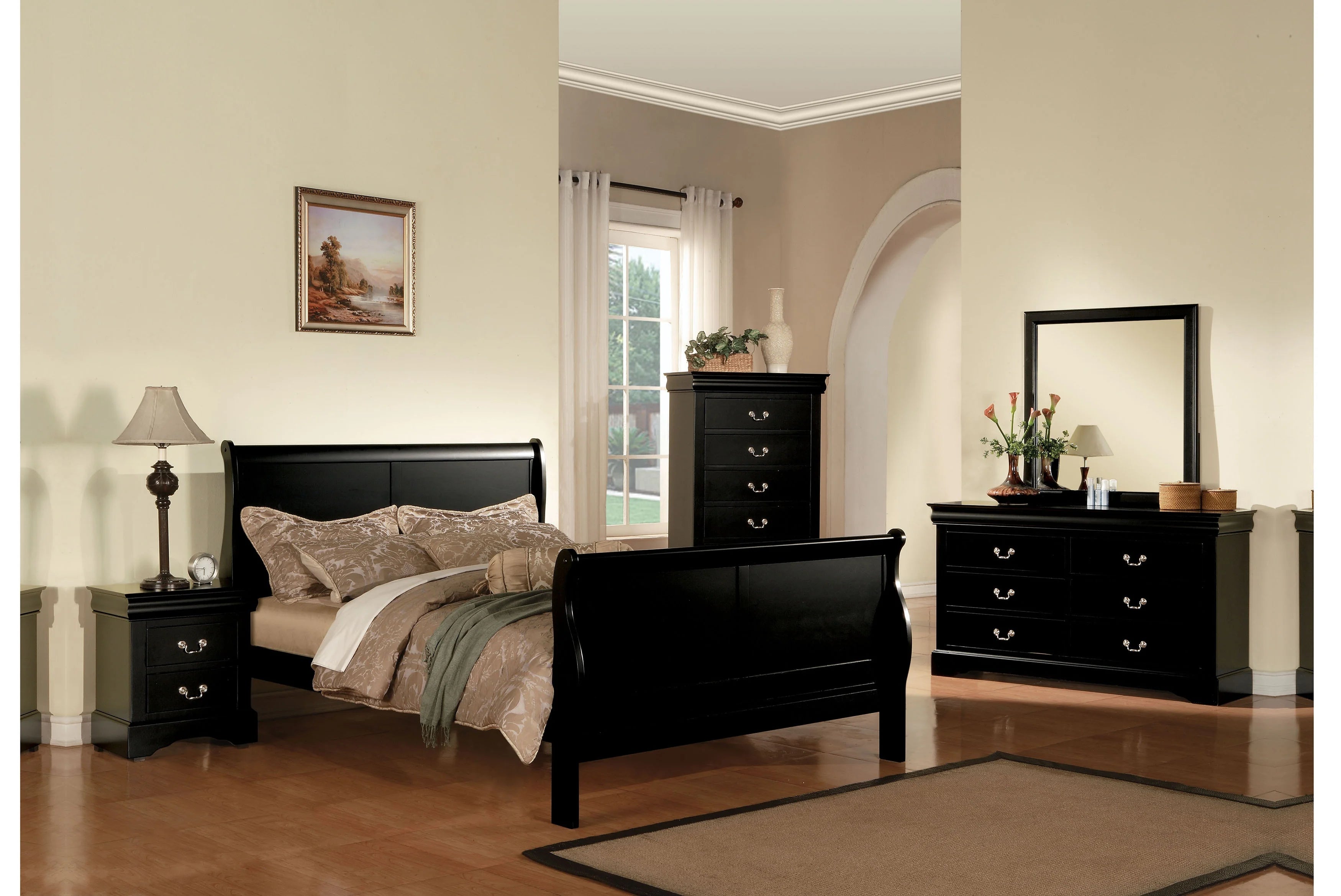 King Sleigh Bed in Black Y691676