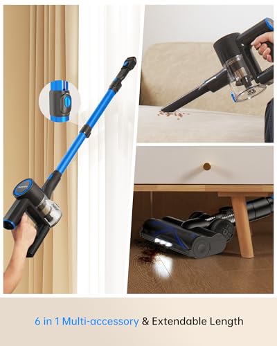 Cordless Vacuum Cleaner for Home, Lightweight Stick Vacuum with Detachable Battery X7497