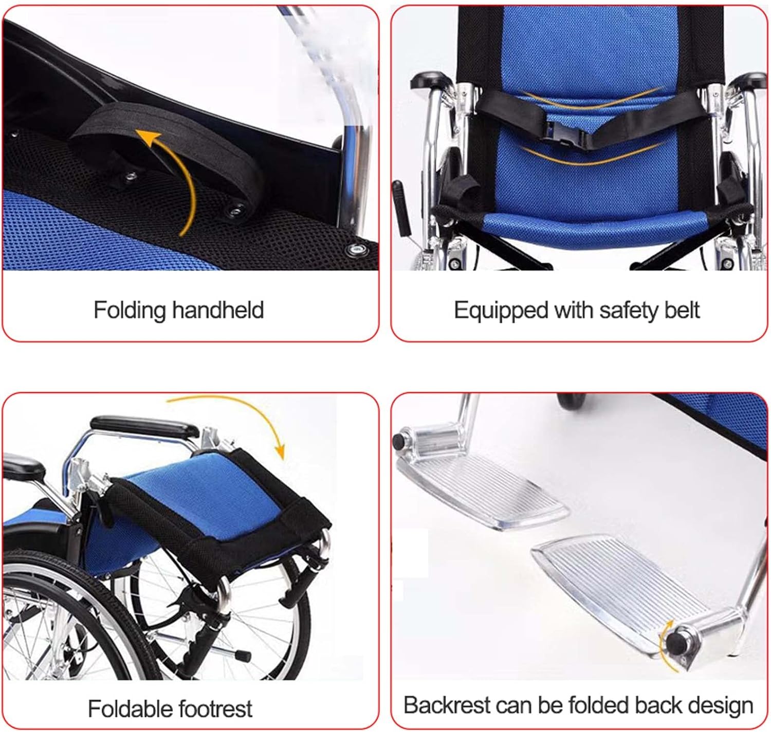 Lightweight Folding Transport Wheelchair with Handbrakes and Swing-Away Footrest J435643