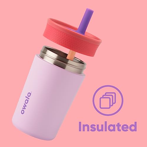 Kids Insulated Stainless Steel Tumbler with Straw, 12 oz, Pink and Purple J36239