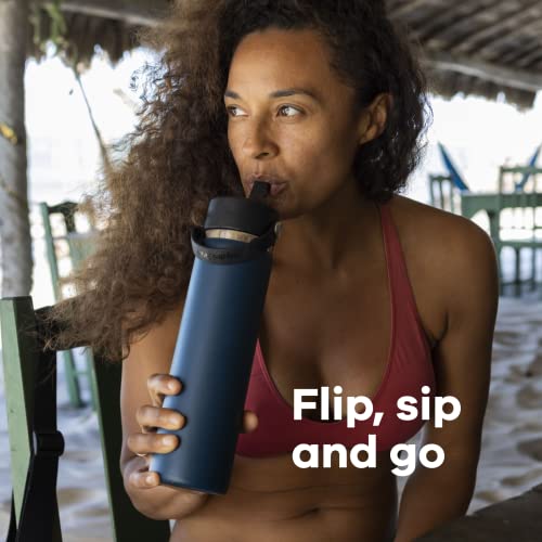 Wide Mouth insulated stainless steel water bottle with leakproof straw lid I4904