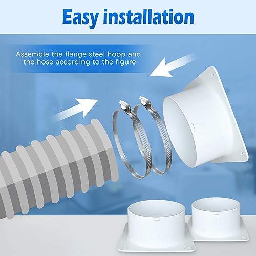 4 inch Air Vent Duct Connector Flange, Plastic Ventilation Pipe for HVAC H34365