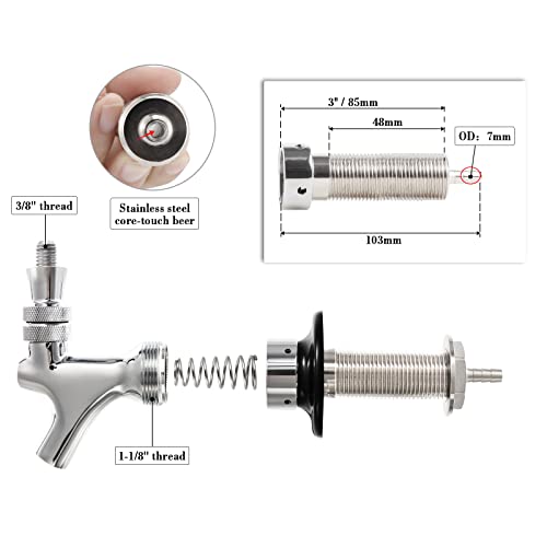 Draft Beer Faucet Shank with Stainless Core and Self-Closing Spring Tap O80453