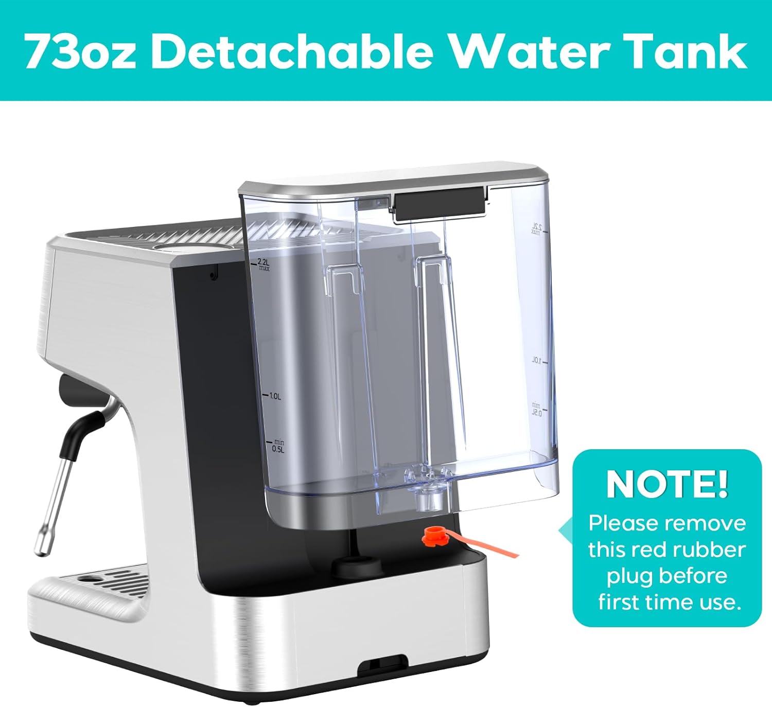 Espresso Machine with LCD Display, Milk Frother Steam Wand M22602