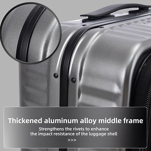 Checked Luggage with Side Opening Zipper, Lightweight Hardshell Suitcase, White H83424