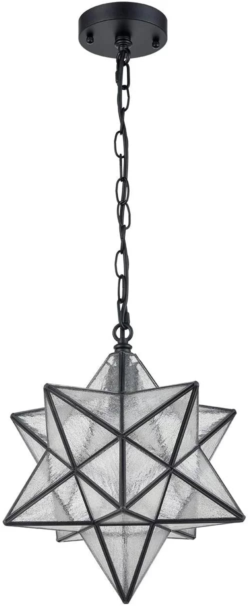 Moravian Star 14" Pendant Light with Seeded Glass and Hanging Chain H145