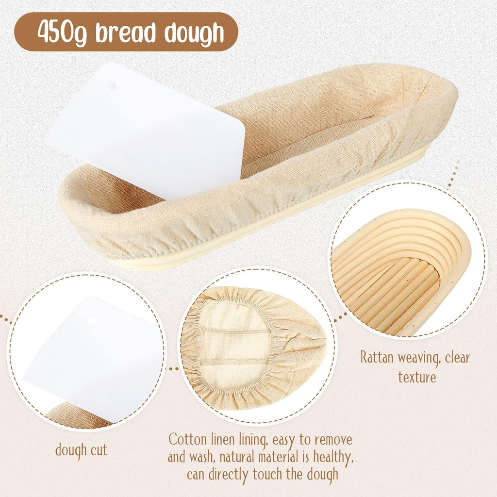 Oval Banneton Bread Proofing Basket with Liners, 13.8 Inch, Set of 4 O383476