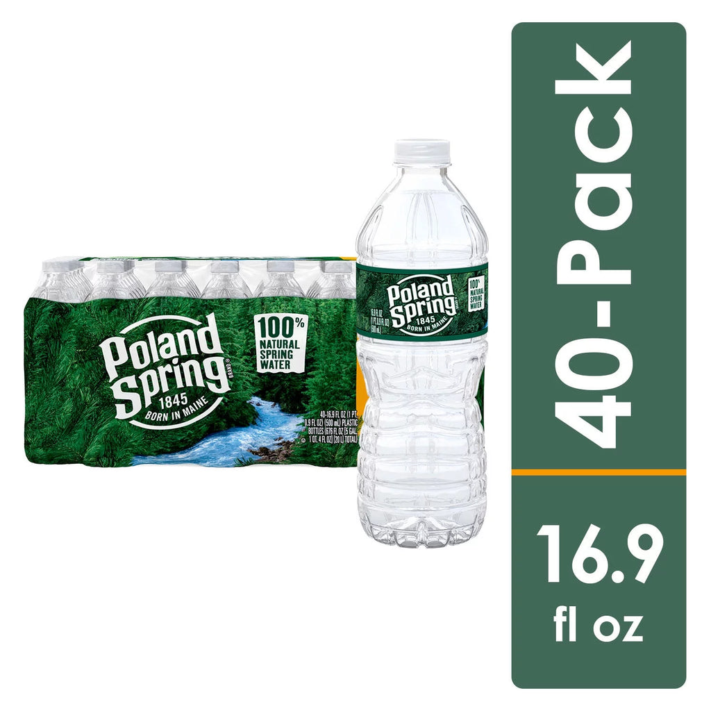 Natural Spring Water, 16.9 Fl Oz, 40 Count Bottles B447