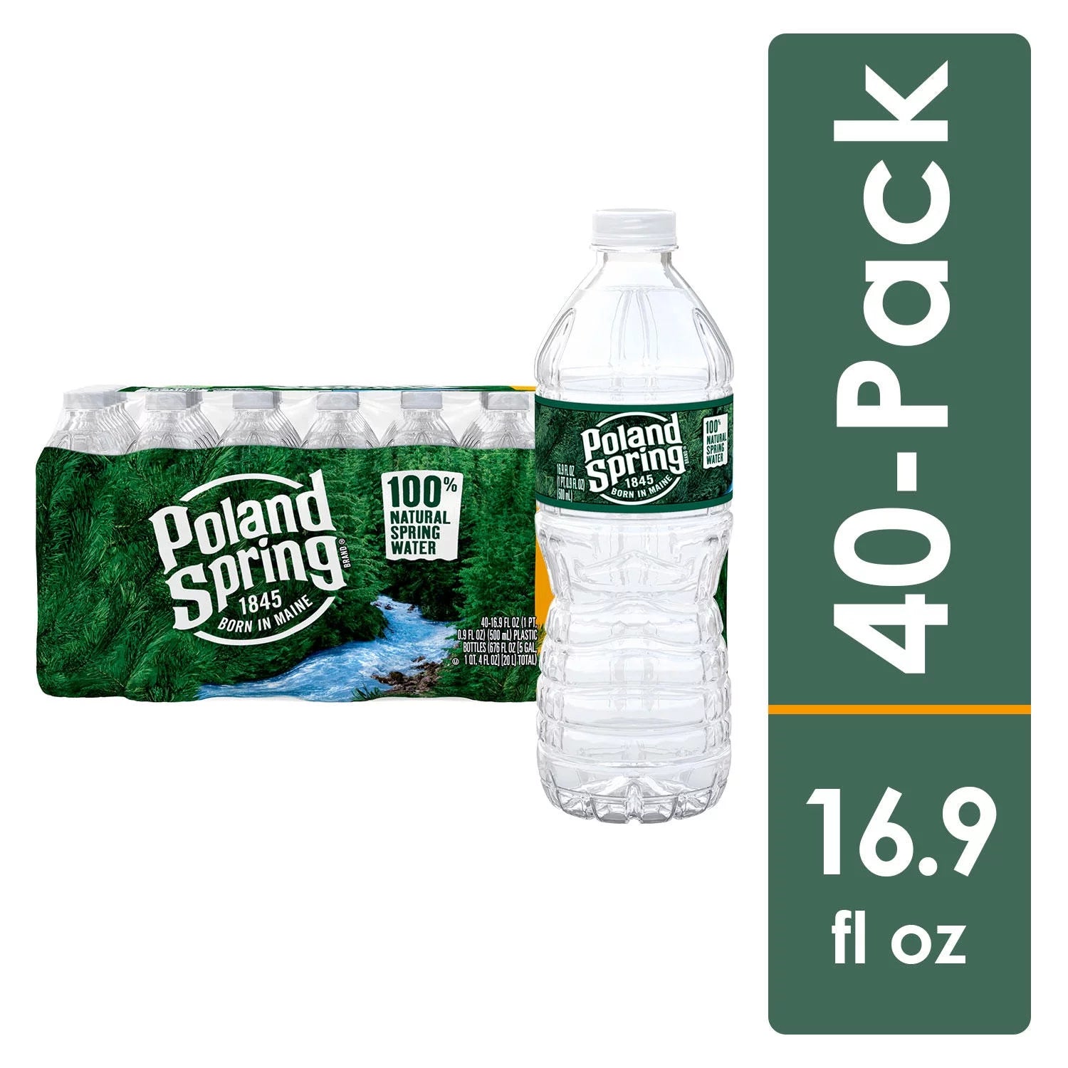 Natural Spring Water, 16.9 Fl Oz, 40 Count Bottles B447