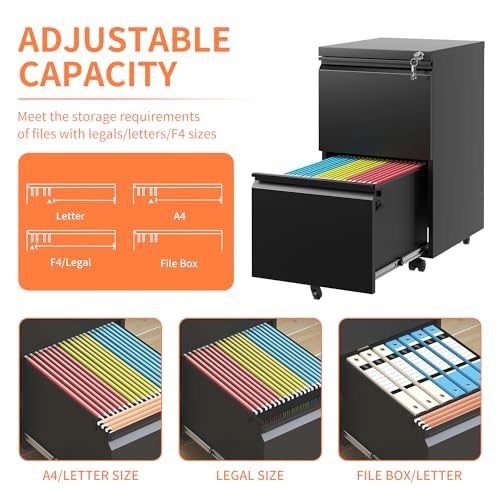 Rolling 3-Drawer Metal File Cabinet with Lock V8890