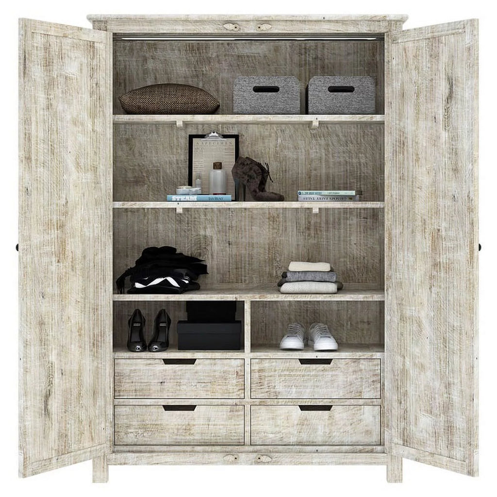 Carved Wooden Wardrobe Cabinet E971