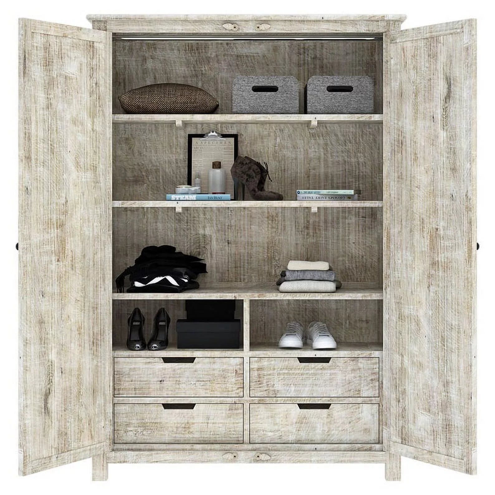 Carved Wooden Wardrobe Cabinet E971