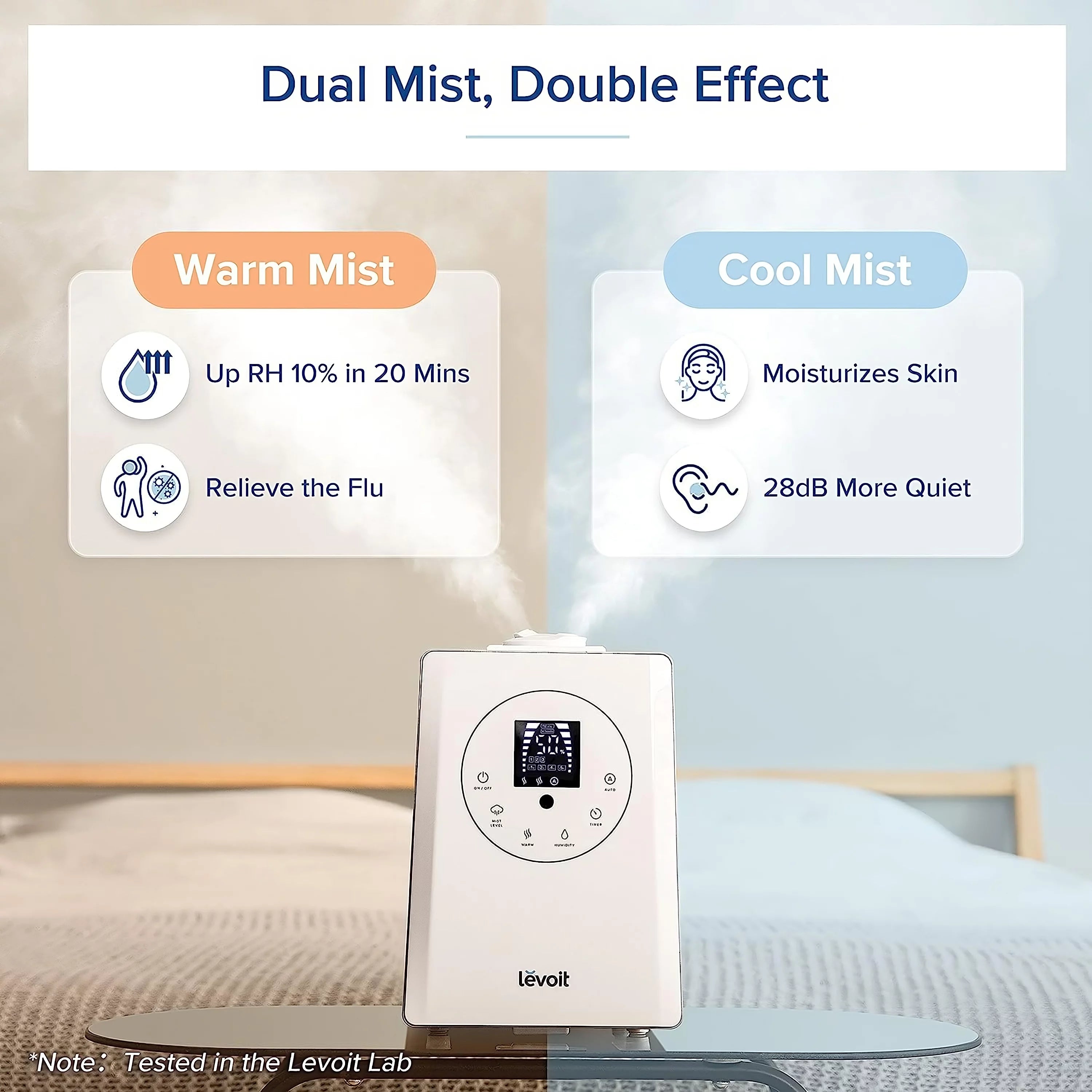 Warm and Cool Mist Humidifier, 6L, 753 sq ft E9452