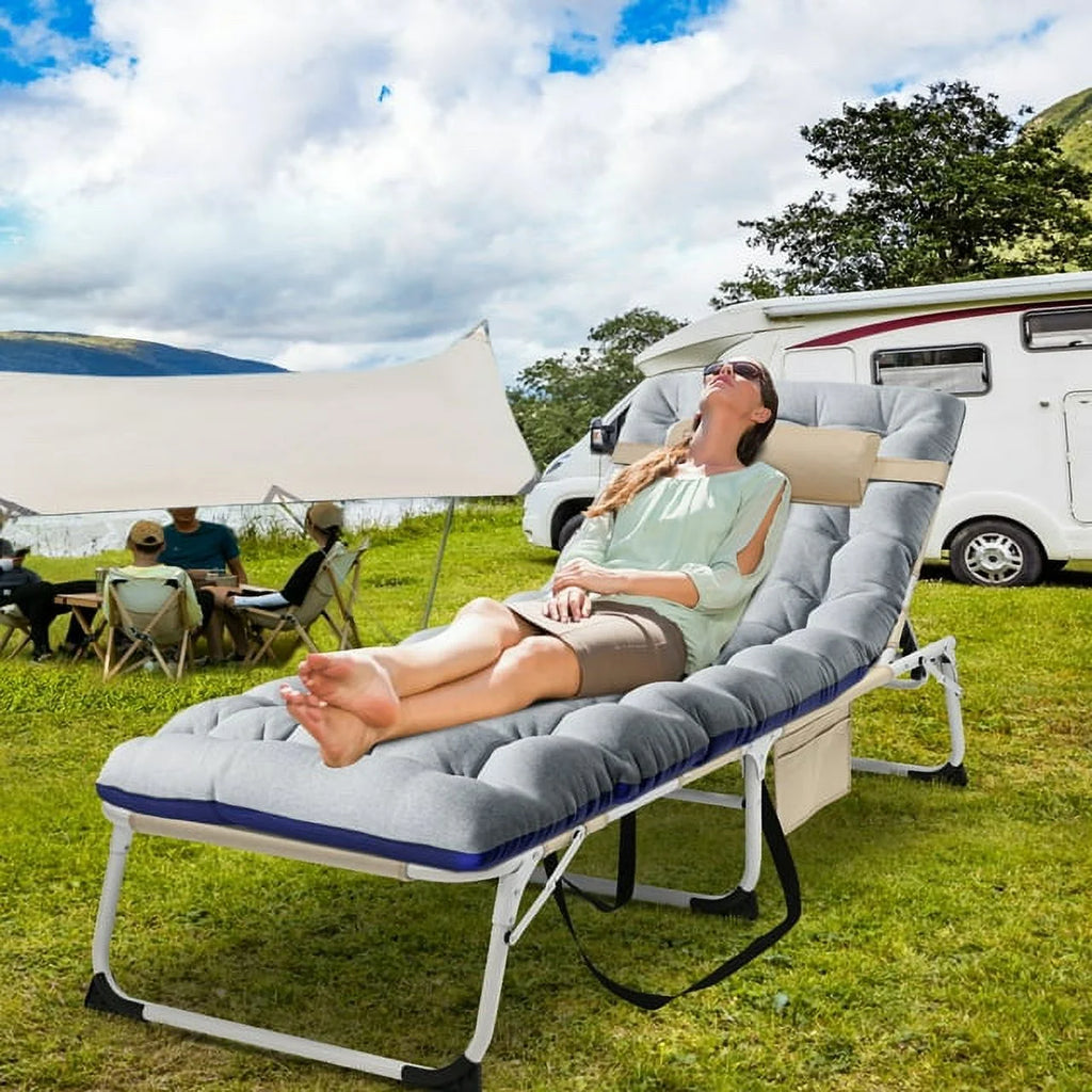 Heavy Duty Tanning Chair with Face & Arm Holes, Adjustable 5-Position Folding Chaise Lounge L705410