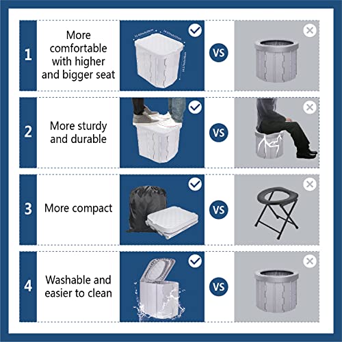 Portable Folding Camping Toilet with Lid for Adults E278