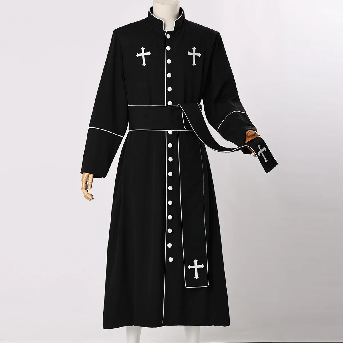 Men's Priest Cassock Pastor Robe with Belt V29255