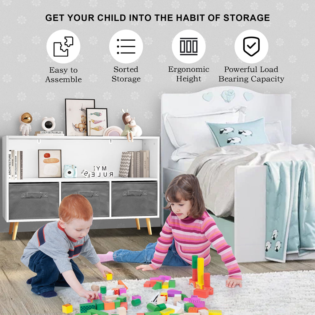 Kids Toy Storage Cabinet with Fabric Drawers Q16707