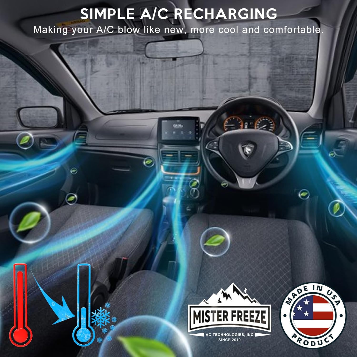 AC Refrigerant Recharge Kit with Wireless Digital Temperature Sensor, 14 oz D91068