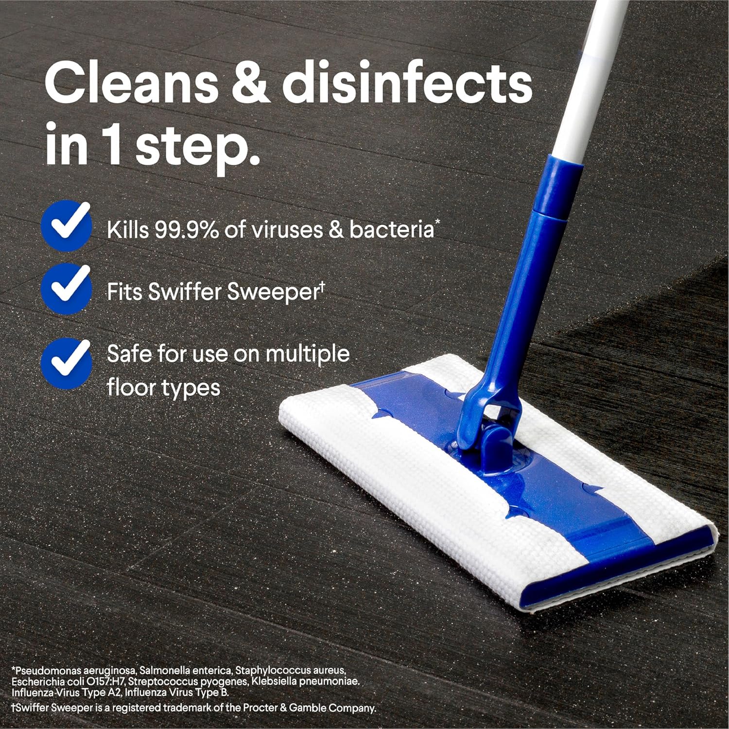 Disinfecting Wet Mop Pad, Disposable Mop Heads, Lavender and Jasmine, 24 Count E953