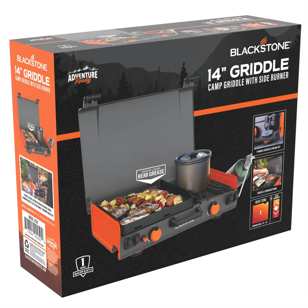 14" Propane Camping Griddle with Side Burner Y415