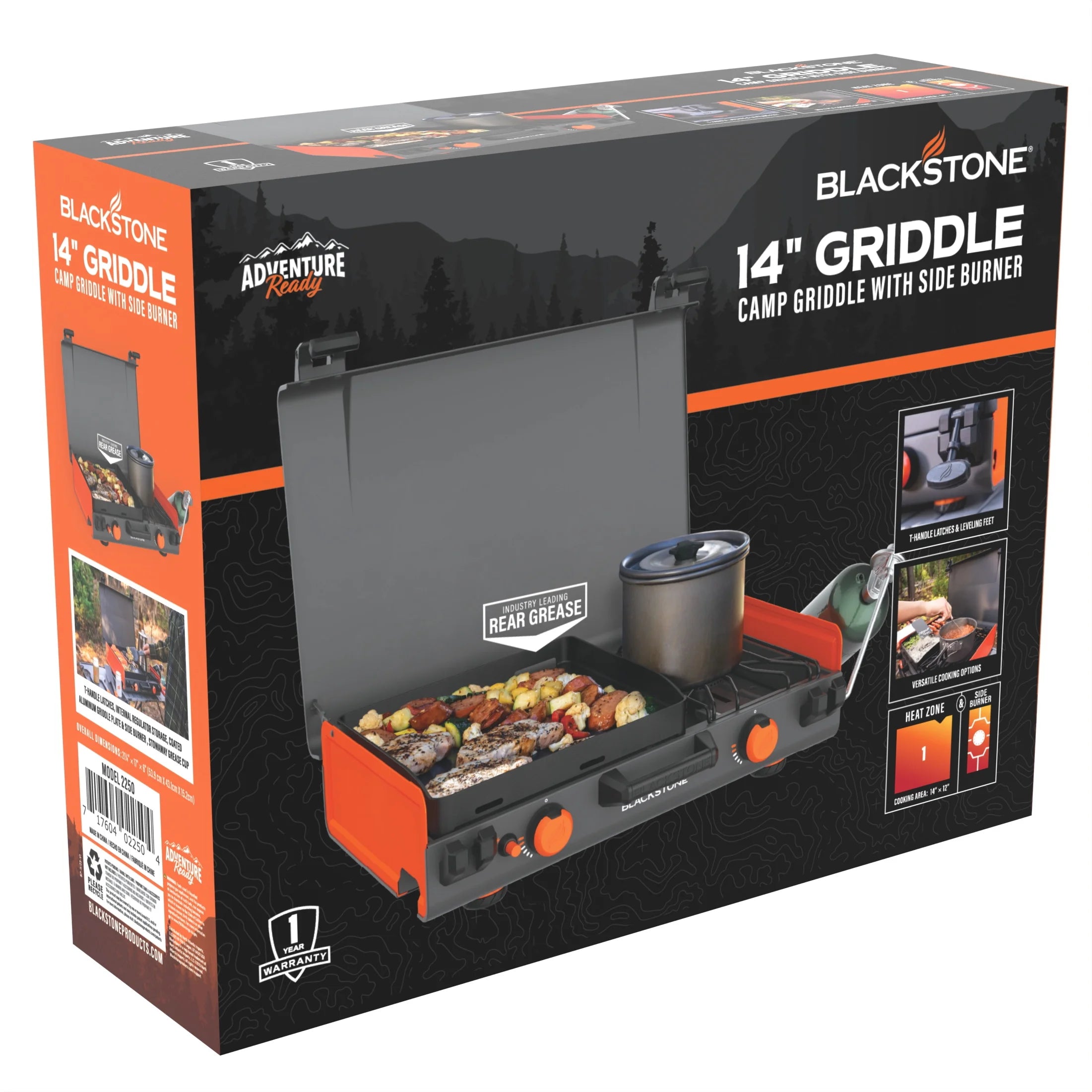 14" Propane Camping Griddle with Side Burner Y415