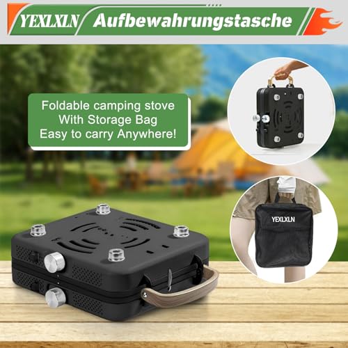 Foldable 2-Burner Camping Stove with Griddle and Carrying Bag Z769