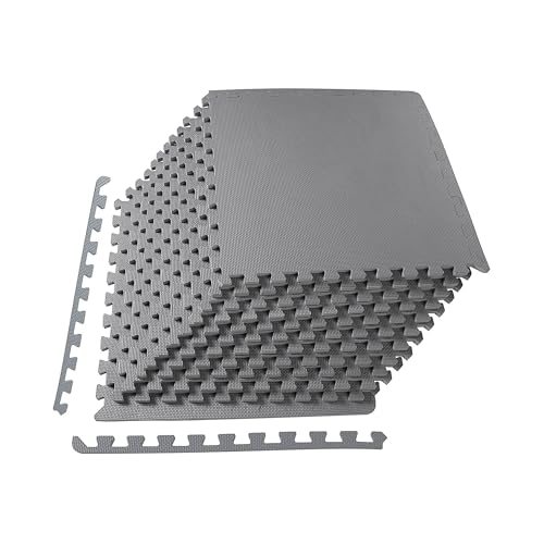 Interlocking Foam Gym Flooring Mat, 1 Inch Thick, 6 Tiles, Black C4472
