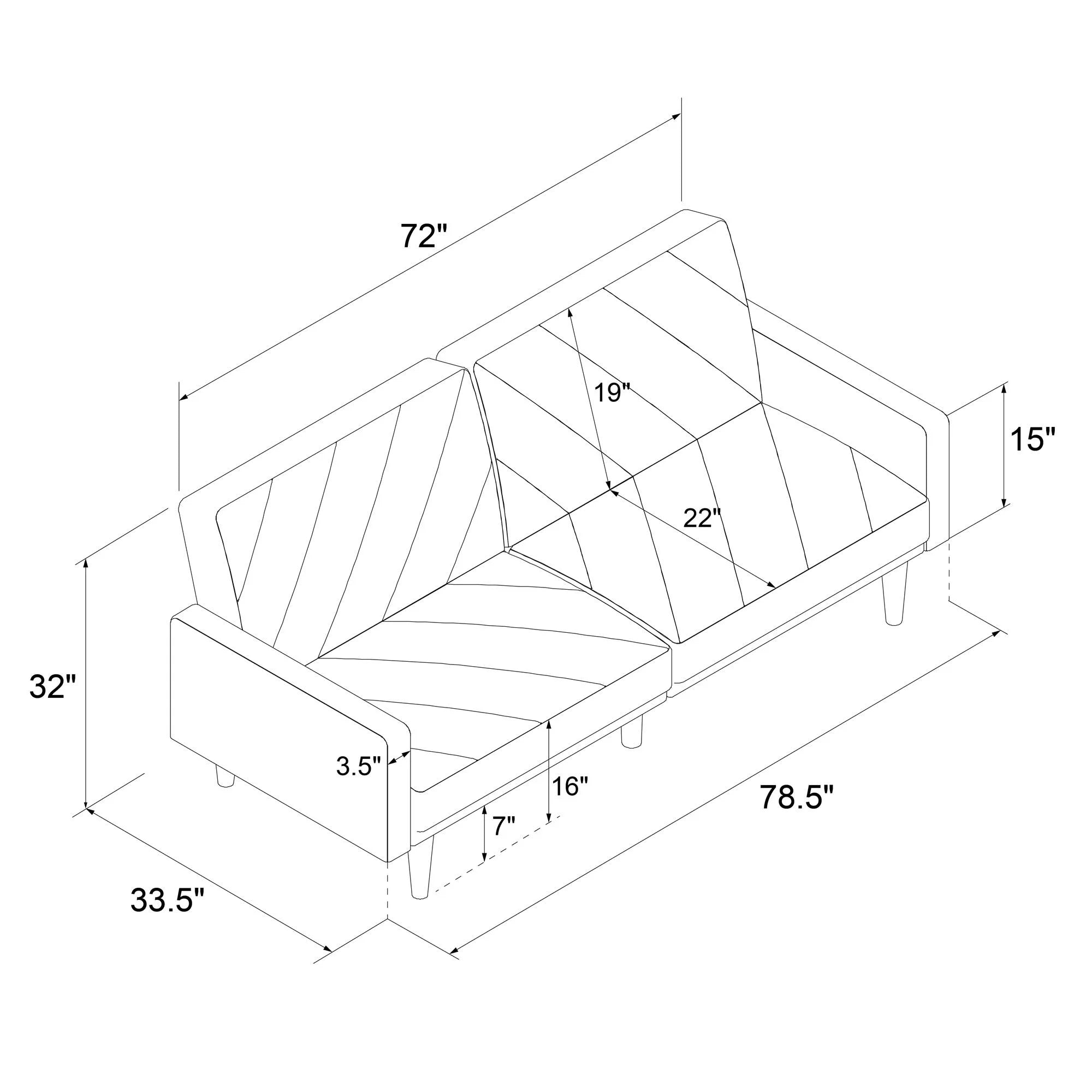 Convertible Sofa Bed with USB Port, Light Gray Linen H2178