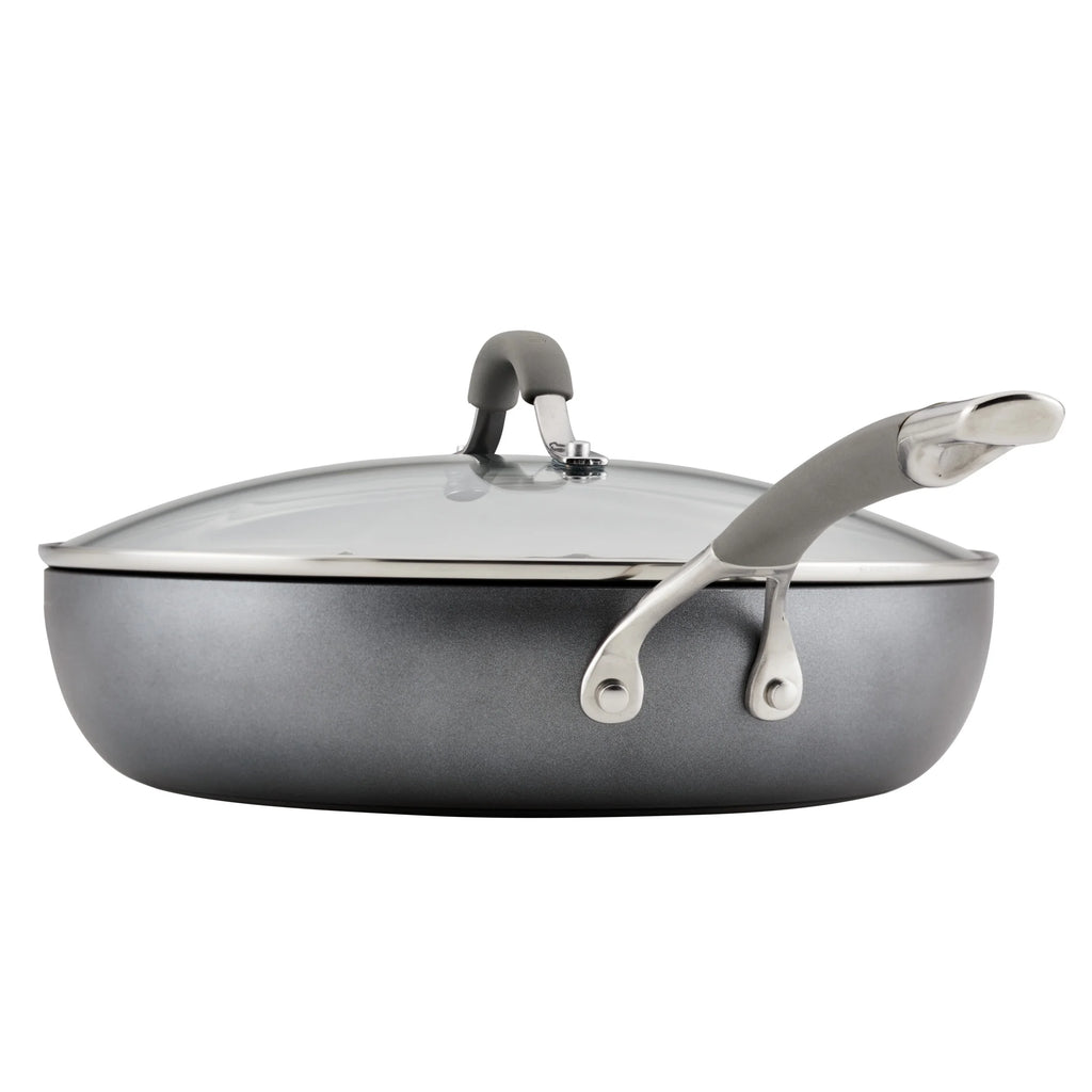 12 Inch Nonstick Deep Frying Pan with Lid, Gray E83015