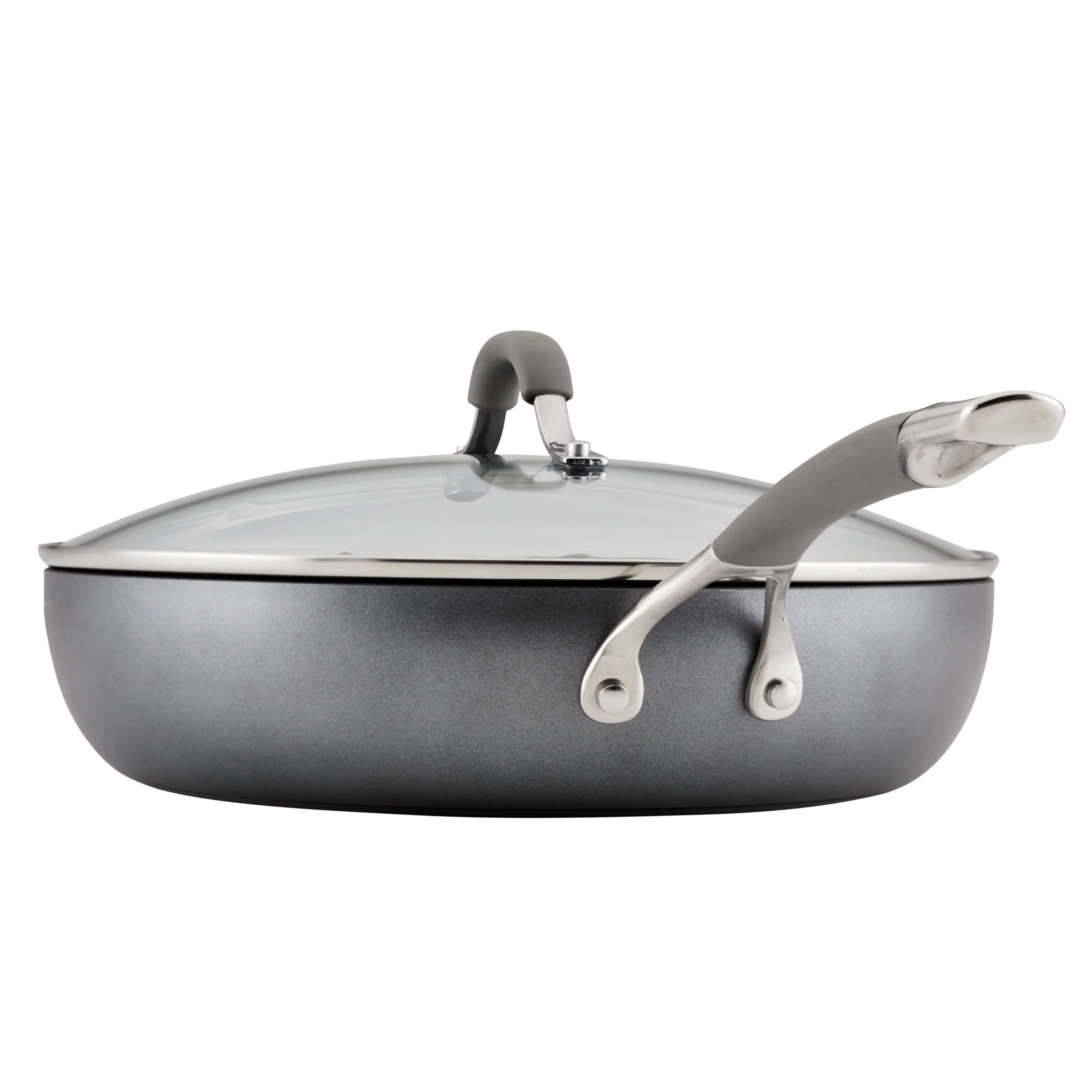 12 Inch Nonstick Deep Frying Pan with Lid, Gray E83015