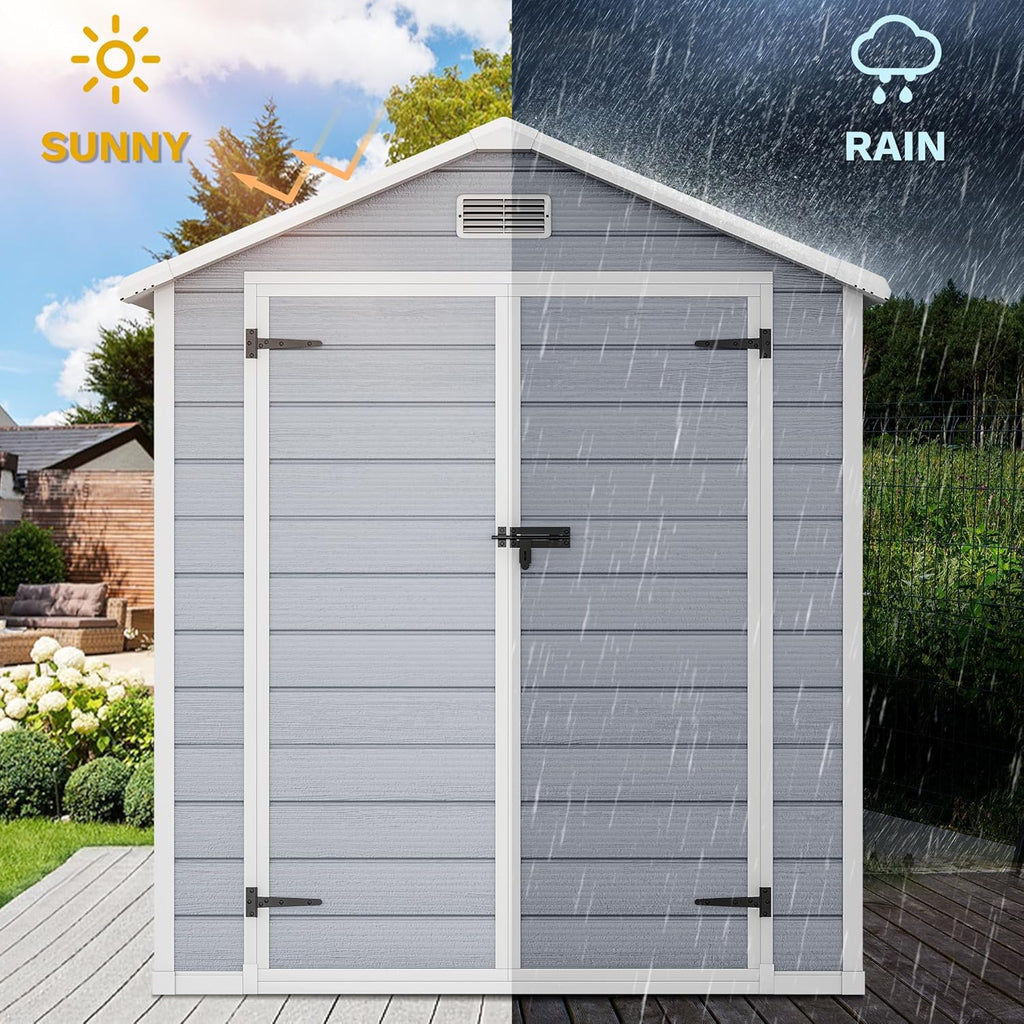 Resin Storage Shed with Reinforced Floor and Lockable Door I825