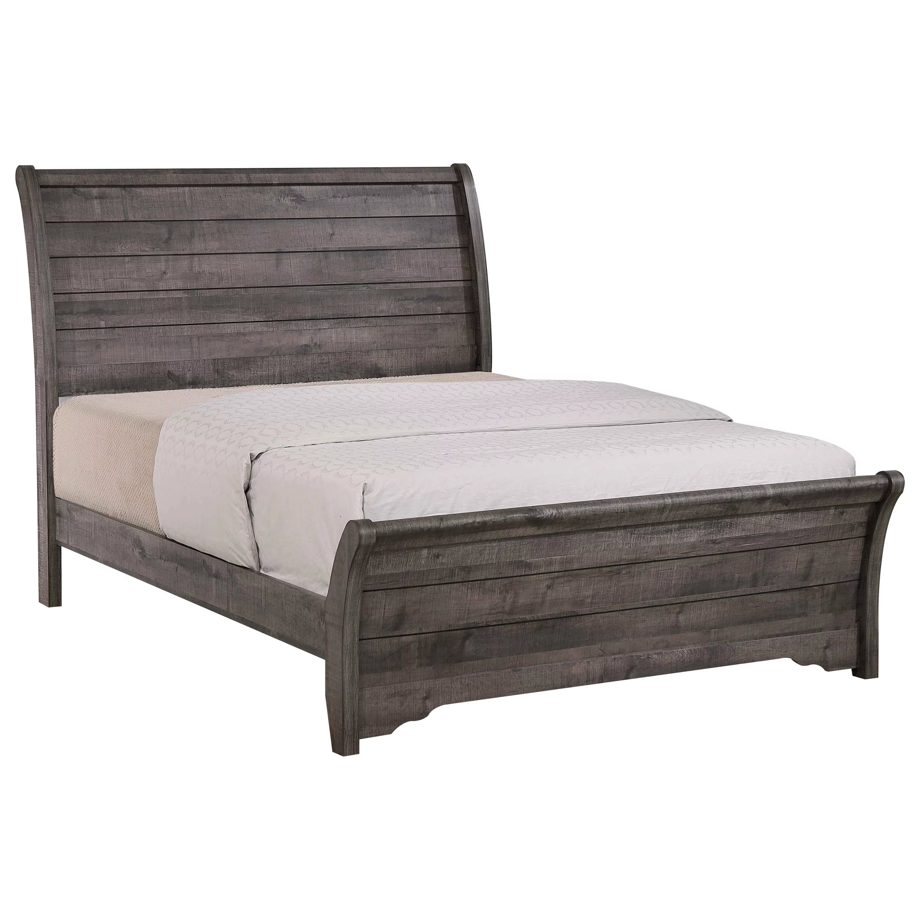 King Size Bed Dresser Mirror Nightstand Set Wooden Furniture Gray A430